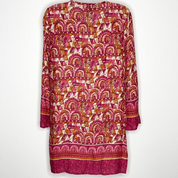 NWT ROCK FLOWER PAPER cranberry lightweight boho tie neck tunic Women's small - Picture 3 of 5